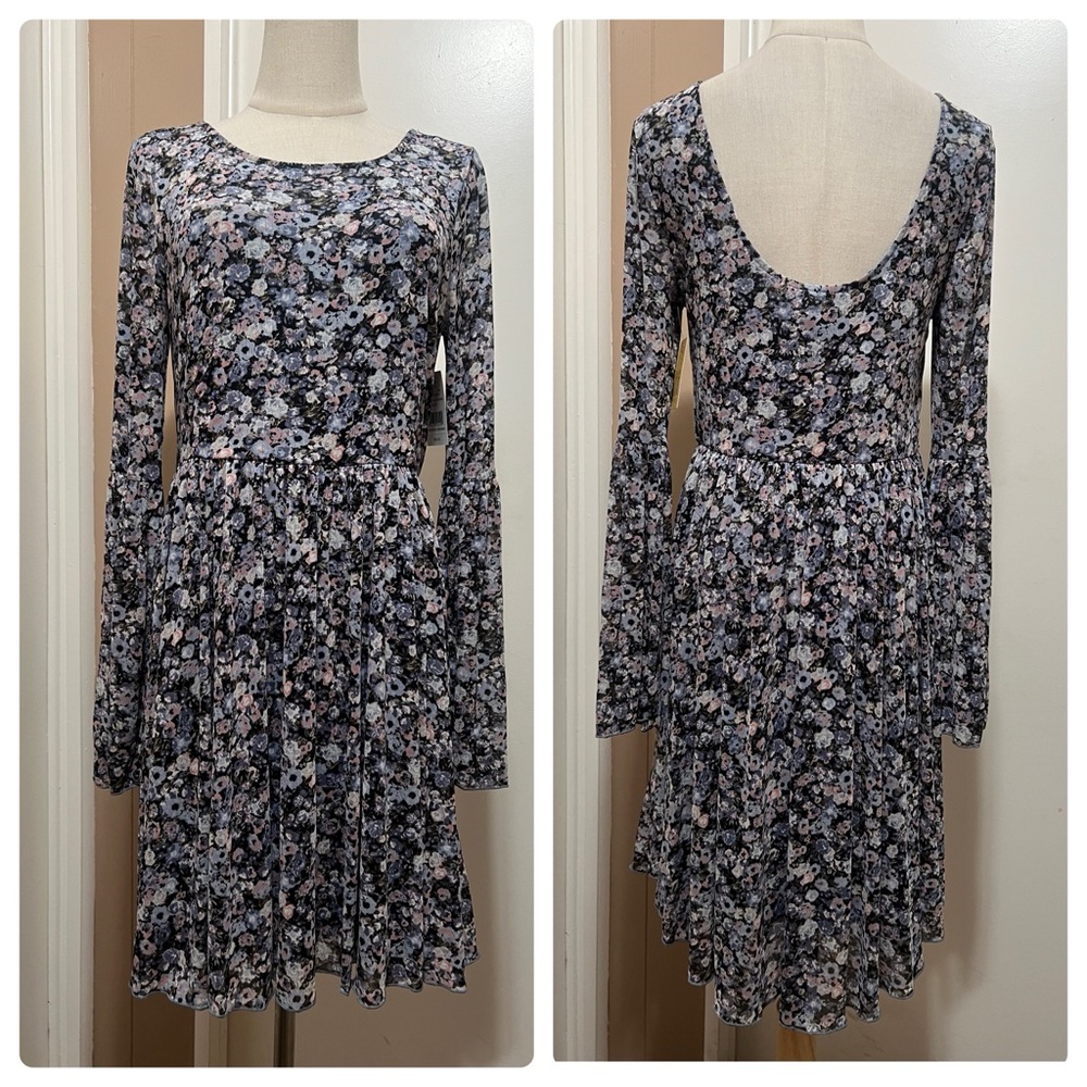 American Rag Cie Women Dress Size M Midi Preppy Floral Long Sleeves NWT